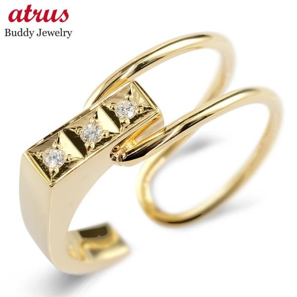 ピンキーリング 18金 ダイヤモンド フリーサイズ レディース ゴールド 18k 指輪 婚約指輪 シ...