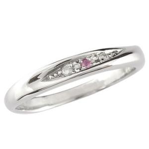 ピンキーリング ピンクサファイア ダイヤモンドリング プラチナ 指輪 9月誕生石 ダイヤ ストレート...