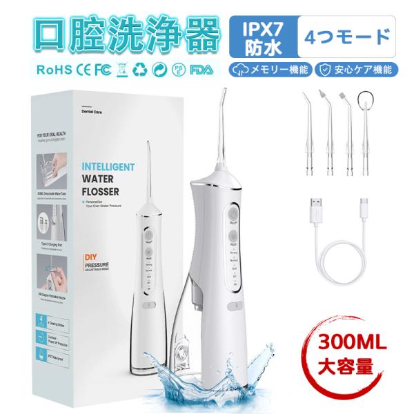 口腔洗浄器 ジェットウォッシャー 口腔洗浄機 4つモード 携帯型 歯間ジェット 歯周ポケット 洗浄 ...