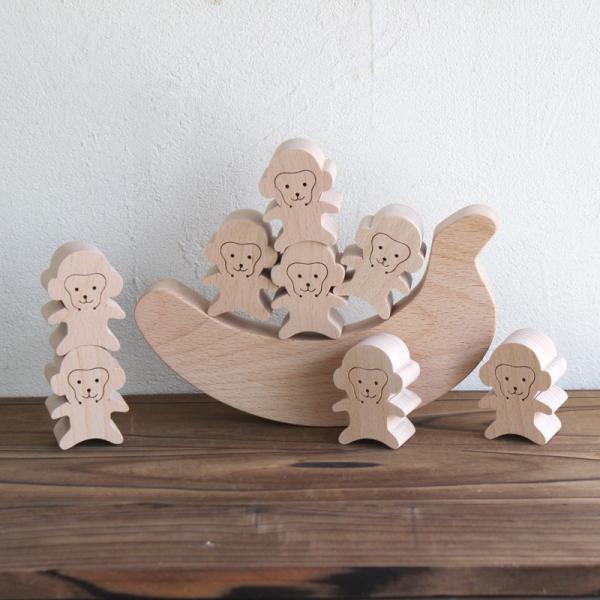 知育玩具 木のおもちゃ 「バナナモンキーズ」 誕生日 ギフト 幼児 知育 パズルセット 動物 日本製...