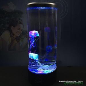 机の上の水族館 卓上 クラミニウム ブラック イルミネーション搭載 クラゲ２匹内蔵 シリコン スタンドタイプのコンパクト アクアリウム 水族館