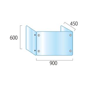 アクリルパーテーション三面タイプ 600x900x450mm （仕切り板） ※受注生産品 ※北海道・沖縄・離島 送料別途　APT3F600x900x450　※代引き不可商品｜atta-v