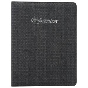 インフォメーション　グレイブラック　A4・本体のみ　4穴金属バインダー　左サイドポケット Information印字 CIF-121G バインダーインフォメーション(イグサ柄)