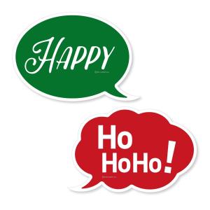 フォトプロップス　クリスマス　吹き出しセット(HoHoHo/HAPPY)　写真の小道具　写真撮影を楽しむアイテム　PR-33｜atta-v