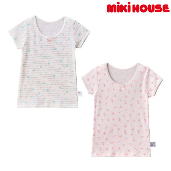 ミキハウス正規販売店/ミキハウス　mikihouse　肌着　星ボーダー＆小花　半袖Ｔシャツセット＜2...