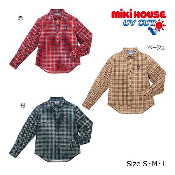 ●取り寄せ商品●ミキハウス　mikihouse　チェック柄　長袖シャツ（大人用）（S・M・L）