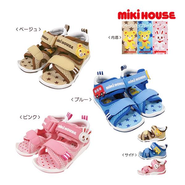 ミキハウス　mikihouse　つま先ガード　ダブルラッセルベビーサンダル（13.5-16cm）/サ...