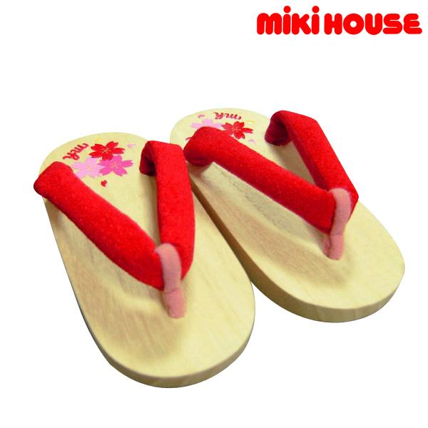 ●取り寄せ商品●ミキハウス　mikihouse　桜柄　白木の下駄（ 16.5cm-23.5cm ）