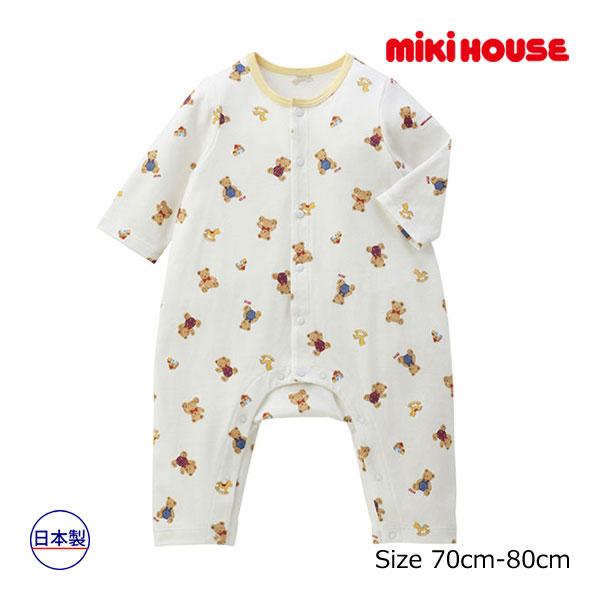 ●取り寄せ商品●ミキハウス　mikihouse　ミキハウスベア　総柄　カバーオール　長袖　ロンパース...