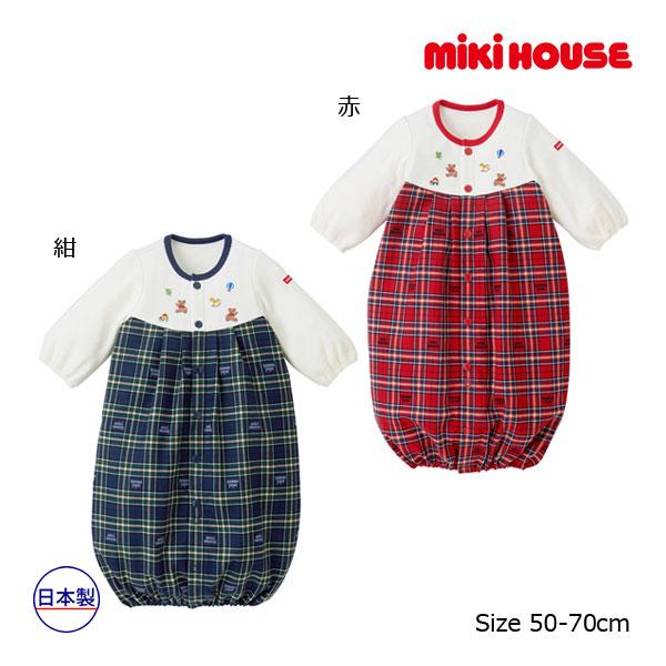 ●取り寄せ商品●ミキハウス ベビー mikihouse　ミキハウスチェック　ツーウェイオール(50-...