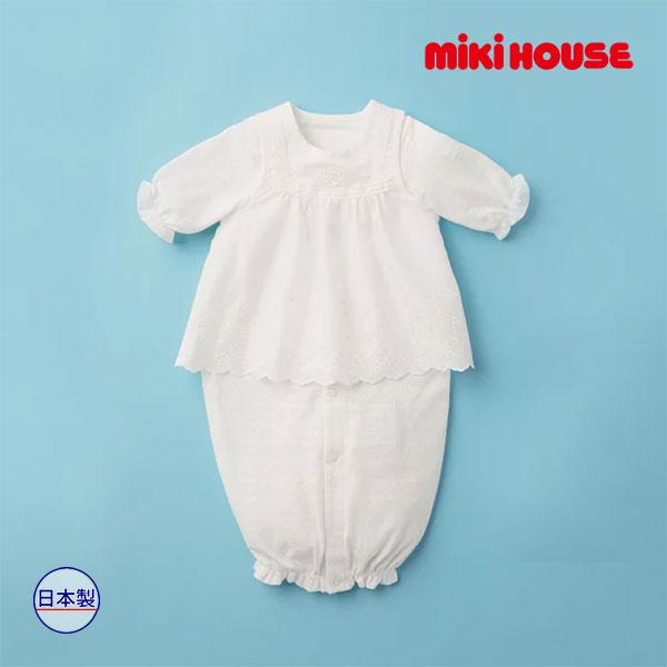 ●取り寄せ商品●ミキハウス ベビー mikihouse　（夏用）レースエプロン付き　お花模様のツーウ...