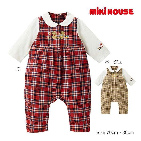 ●取り寄せ商品●ミキハウス　mikihouse　ミキハウスベビー  ミキハウスベア チェック 長袖ロ...