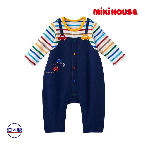 ●取り寄せ商品●ミキハウス ベビー mikihouse　くるま　オーバーオール風カバーオール(70c...
