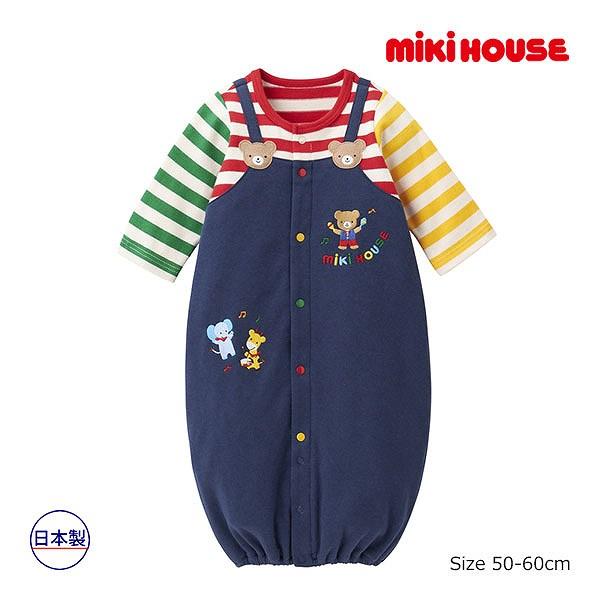 ●取り寄せ商品●ミキハウス　mikihouse　ミキハウスベビー  ボーダー オーバーオール風ツーウ...