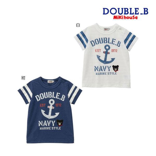 ●40%OFFセール●ミキハウス　ダブルビーmikihouse　透かしボーダーマリン半袖Ｔシャツ(1...