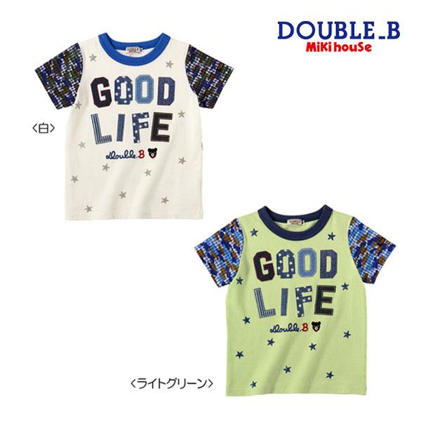 ●50%OFFセール●ミキハウス　ダブルビーmikihouseお袖がカモフラ柄　半袖Ｔシャツ(70・...