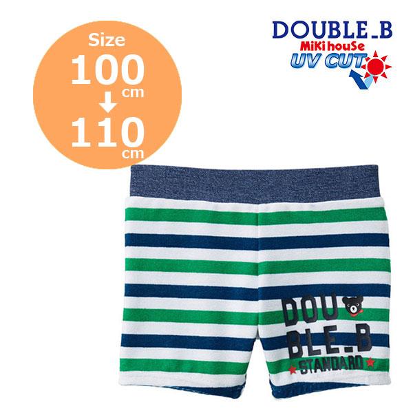 ●30％OFFセール●ミキハウス　ダブルビー　mikihouse　ボーダー5分丈 水着 ( 100c...