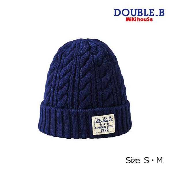 ミキハウス　ダブルビー　mikihouse　シンプル　ケーブル編み　ニット　キャップ　フード　帽子　...