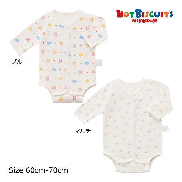 ●取り寄せ商品●ミキハウス　ホットビスケッツ　mikihouse　長袖ボディシャツ　総柄　前開き（6...