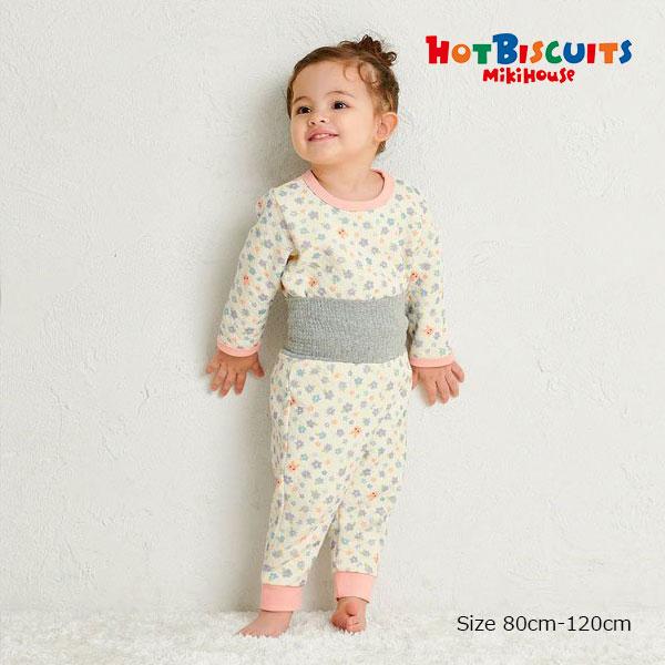 ミキハウス　ホットビスケッツ　mikihouse 腹巻付き長袖パジャマ 花柄総柄（90・100・11...