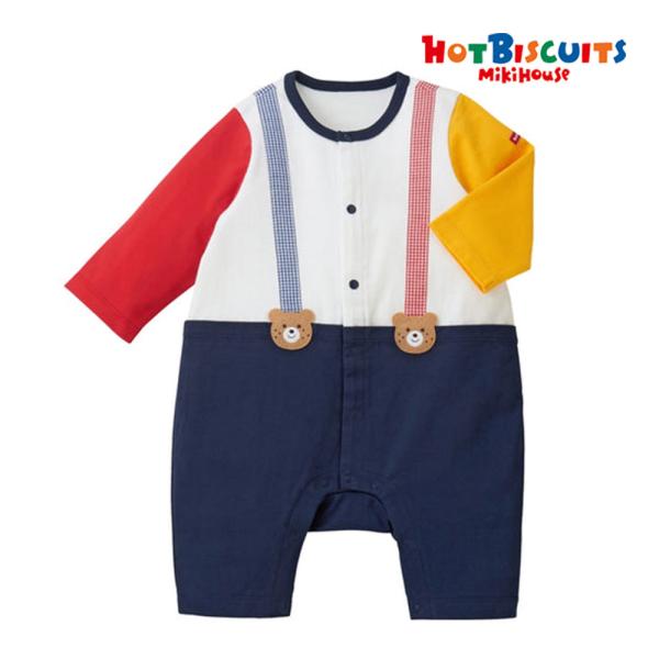 ●取り寄せ商品●ミキハウス ホットビスケッツ mikihouse  チェック柄 サスペンダー風７分丈...
