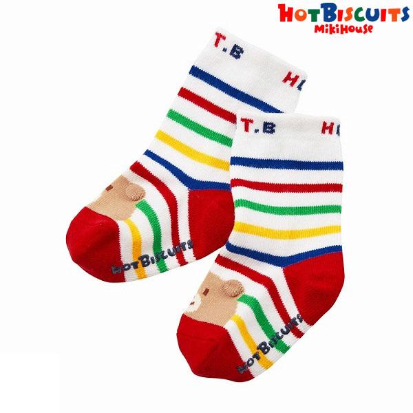 ミキハウス正規販売店/ミキハウス　ホットビスケッツ　mikihouse　靴下 ボーダーソックス 赤ち...