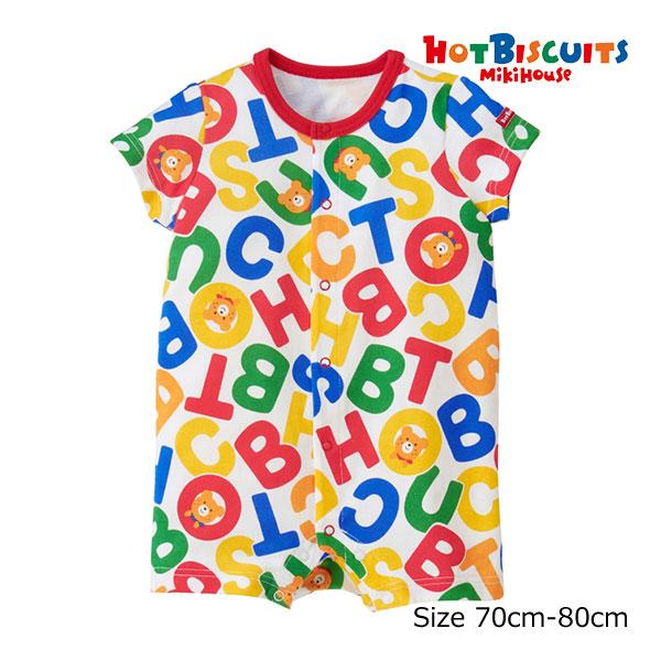 ●取り寄せ商品●ミキハウス　ホットビスケッツ　mikihouse　総柄ショートオール　ロンパース（7...