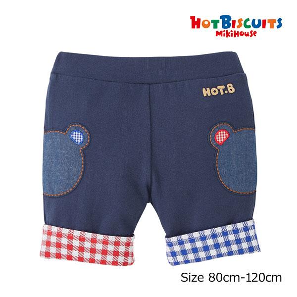●取り寄せ商品●ミキハウス　ホットビスケッツ　mikihouse　くまワッペン　6分丈　パンツ(80...