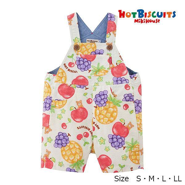 ●取り寄せ商品●ミキハウス　ホットビスケッツ　mikihouse　オリジナル フルーツ柄 オーバーオ...