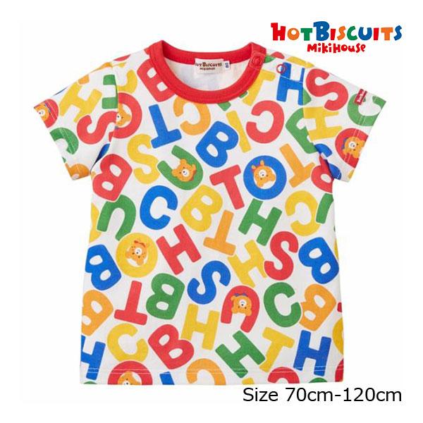 ミキハウス　ホットビスケッツmikihouse　ビーンズくん総柄半袖Ｔシャツ(70・80・90・10...