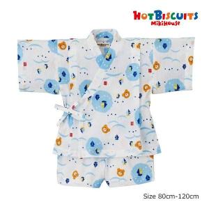 ●30%オフセール●ミキハウス　ホットビスケッツ　mikihouse　ビーンズくん ヨット柄　甚平スーツ　( 80　90　100 　110)　甚平　セットアップ　幼児　キッズ　