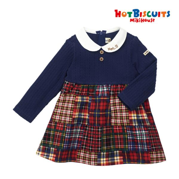 ●30％OFF●ミキハウス ホットビスケッツ mikihouse  パッチワーク チェック柄 長袖 ...