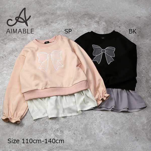 ●50％OFFセール●エマーブル AIMABLE リボンシフォンチュニック( 110・120・130...