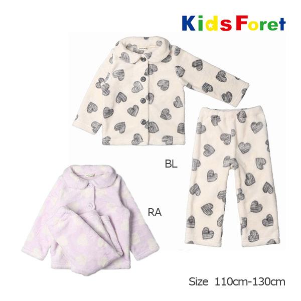 ●30％OFFセール●キッズフォーレ　Kids Foret ハート柄ボアフリースパジャマ（100・1...