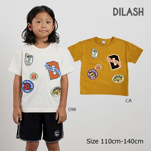 30％オフ ディラッシュDILASH カラフル 古着風 ワッペン アメリカンテイスト 半袖Tシャツ ...