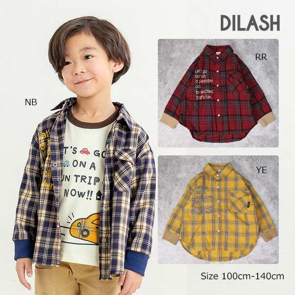 ディラッシュ DILASH ロゴPT先染め チェック　シャツ ( 100 110 120 130 1...