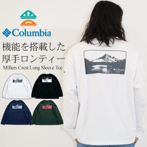 Columbia ロンT 長袖 メンズ ブランド コロンビア tシャツ 紫外線カット 速乾 ロングスリーブ バックプリント 刺繍 クルーネック アウトドア トップス｜attention-store