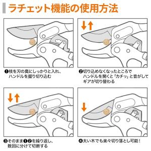 剪定ばさみ ラチェット 剪定鋏 アルミ 園芸ば...の詳細画像3