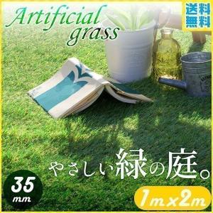 人工芝マット ロール 幅1m 1m×2m 毛足35mm 芝生 春色 夏色 u字ピン 水はけ ピン リアル 庭 ベランダ リアル人工芝 グリーン 2m　