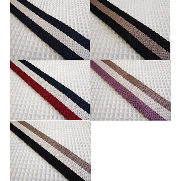 ハンドメイドが楽しくなるカバンテープ≪ストライプテープ 38mm≫3色を組み合わせたかばんテープは、...