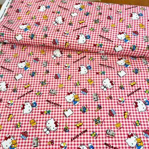 sanrio（サンリオ） キティ サクランボ＆チェック ピンク オックス生地