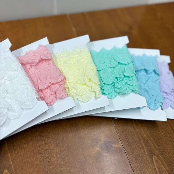 ゆめかわカラー 綿タックレース/星刺繍柄/いろいろな衣装やバッグなどの小物に/スター柄レース