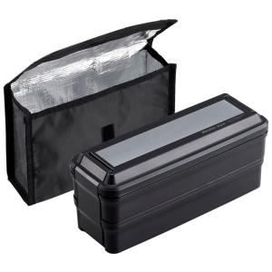 OSK 弁当箱 メタリックスタイル ランチボックス2段保冷ケース付 ブラック 日本製 BLW-38DEの商品画像