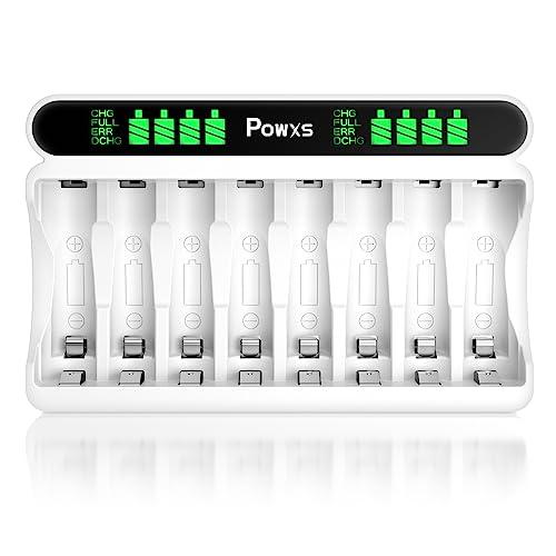 POWXS 電池 単3 単4 充電器 急速電池充電器 LCD液晶ディスプレイ ニッケル水素/