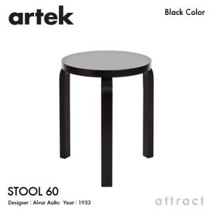 Artek アルテック STOOL 60 スツール 3本脚 バーチ材 座面・脚部 （ブラックラッカー...