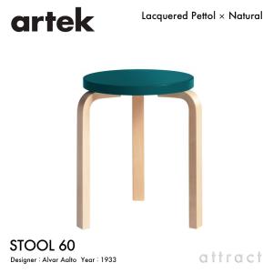 Artek アルテック STOOL 60 スツール 3本脚 バーチ材 座面（ペトロール） 脚部（クリ...