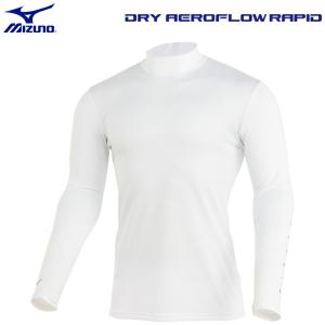 ミズノ DAF クールホールド ハイネックシャツ ホワイト メンズ長袖 E2MJB00601 (MIZUNO/ドライ エアロ フロー ラピッド)｜attractgolf