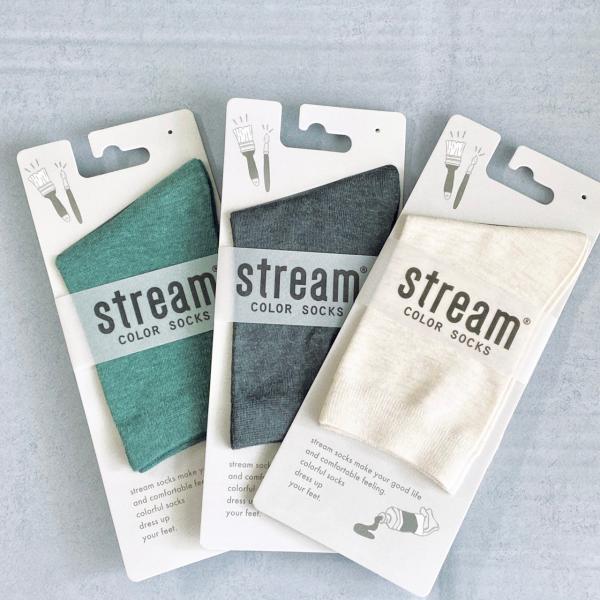 stream　COLOR  SOCKS　ベーシック　無地　23〜25cm　3足セット　シンプル　クリ...