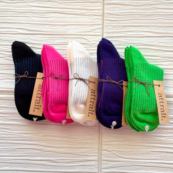 綿素材　ラメリブソックス　レディース　綿靴下　２足セット　おしゃれ　レビューを書いてクリックポスト送...