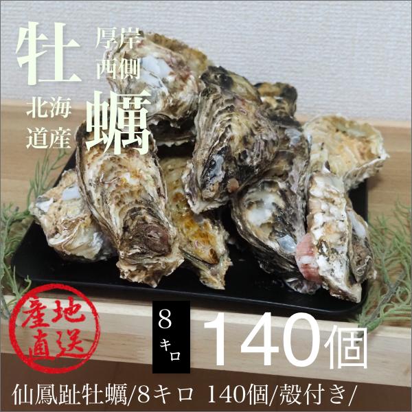 生牡蠣 生食用 殻付き　北海道　厚岸西岸仙鳳趾  最大140個 8キロ 訳あり ハネモノ　